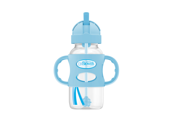 Dr Brown's 270ml Milestones  Sippy Straw Bottle with Silicone Handles - Blue