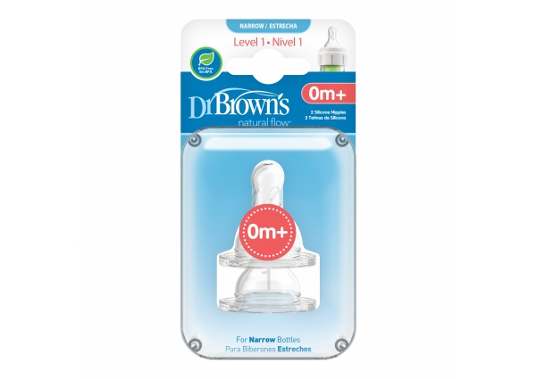 Dr Brown's Narrow Teat Level 1 (0m+) Twin Pack