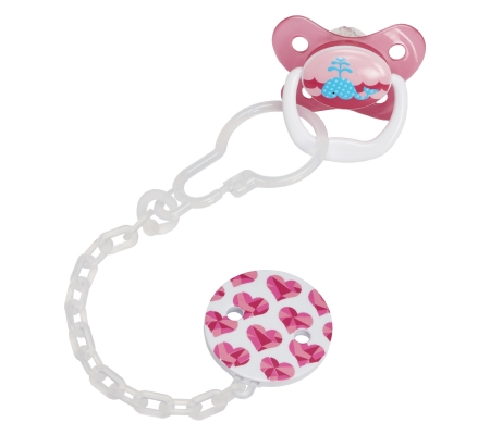 Dr Brown's Plastic Pacifier Teether/Clip - Pink