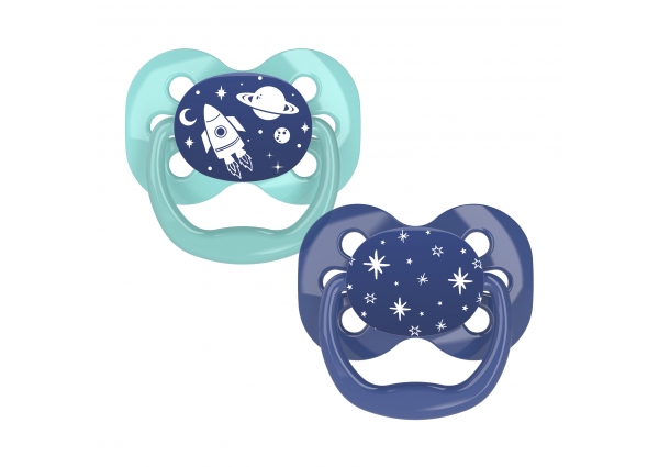 Dr Brown's Advantage Pacifier Glow in the Dark - Stage 1 Blue 0-6M 2PK